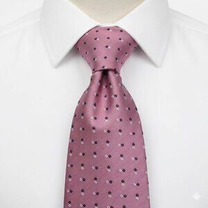Lavorazione Artigianale Silk Tie Pink Polka Dot Geometric Italy Formal Business
